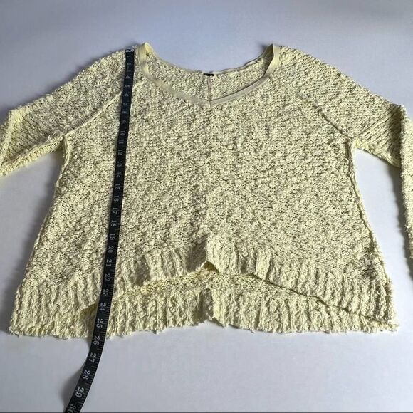 FREE PEOPLE Medium Yellow Popcorn Oversized Long Sleeve Hi Lo Cotton Sweater - Picture 6 of 12